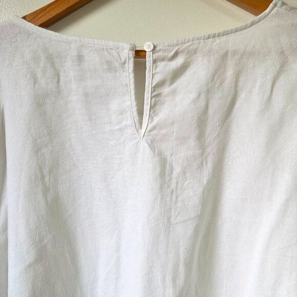 EUC CYNTHIA ROWLEY WHITE LINEN BLEND WHITE BELL SLEEVES TOP SIZE 1X - Picture 10 of 15
